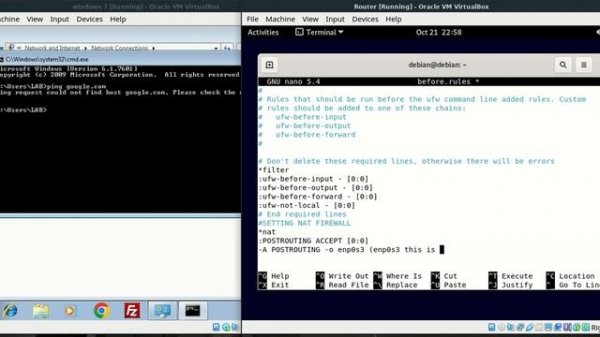 How to setting ufw firewall NAT MASQUERADE  router linux debian or ubuntu