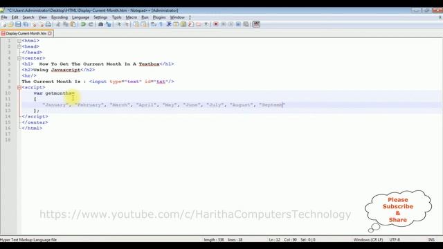 how to get current month name in javascript (notepad++) смотреть онлайн