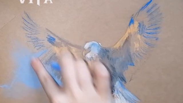 Величественный орёл. Рисунок сухой пастелью. смотреть онлайн