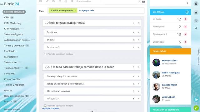 Intranet Social - Encuestas en el Flujo de actividad | Bitrix24 смотреть онлайн