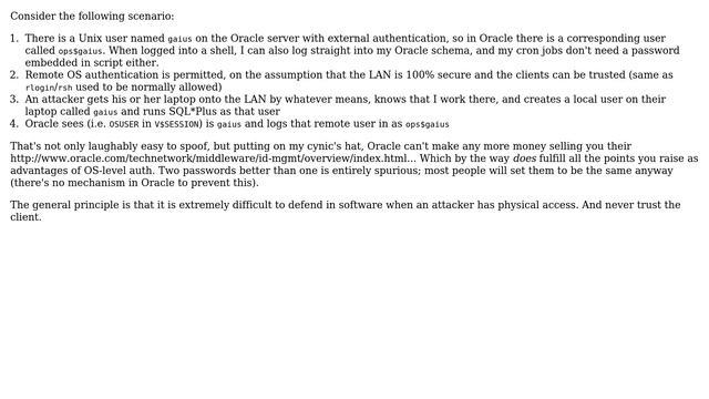 Databases: Why is OS authentication considered poor security for Oracle databases? (4 Solutions!!) смотреть онлайн