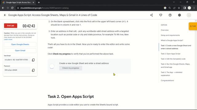 Google Apps Script: Access Google Sheets, Maps & Gmail in 4 Lines of Code | GSP235 | Solution смотреть онлайн