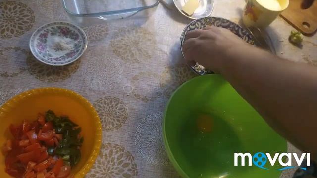 Омлет с овощами в духовке на завтрак. смотреть онлайн