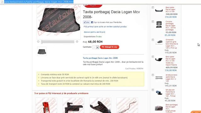 Tavita Portbagaj Dacia Logan Mcv 2008-