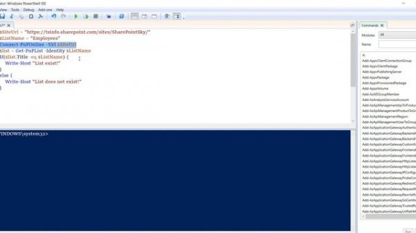 Check if a list exists in SharePoint Online site using PNP PowerShell