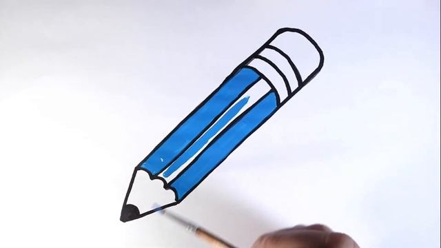 Как нарисовать КАРАНДАШ/Учим ЦВЕТА/Рисунок раскраска для детей/How to draw a pencil смотреть онлайн