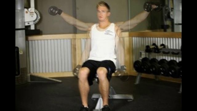 Разведение рук с гантелями в стороны сидя смотреть онлайн