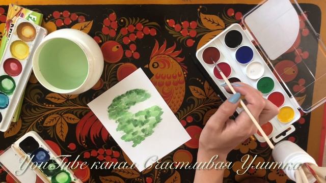 Дерево акварелью для детей смотреть онлайн