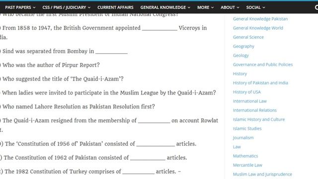 Solution of MCQs Political Science (Paper-II) CSS-2000