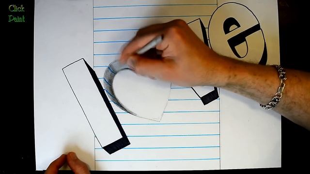 Как нарисовать простой 3D рисунок  LOVE / Easy 3D Drawing LOVE Trick Art On Line Paper