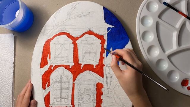 ❄️? Рисую новогодний домик акрилом. Таймлапс. ❄️?I draw a New Year's house with acrylics. Timelapse смотреть онлайн