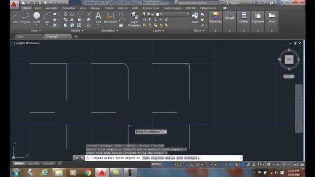 AutoCAD I 11-05 Trim Settings of the Fillet Command смотреть онлайн