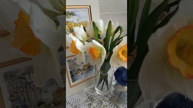 Букет цветов из фоамирана Белые нарциссы 1 смотреть онлайн