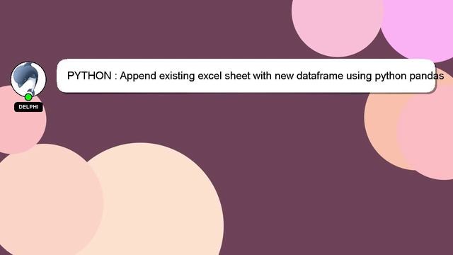 PYTHON : Append existing excel sheet with new dataframe using python pandas смотреть онлайн