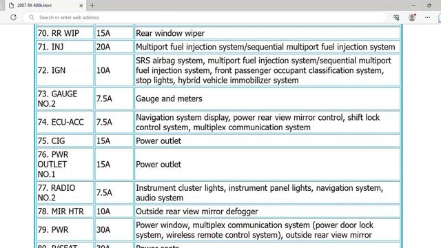 2007 Lexus RX 400h Fuse Box Info | Fuses | Location | Diagrams | Layout смотреть онлайн