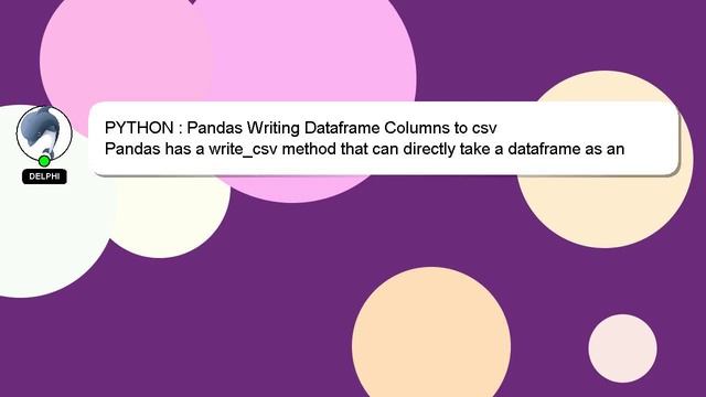 PYTHON : Pandas Writing Dataframe Columns to csv смотреть онлайн