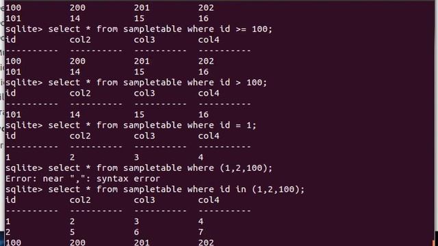 the where clause in sqlite with numbers смотреть онлайн