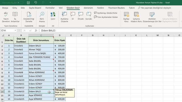 Hücrelere Yorum Yazma (Temel Düzey Excel 2019 Dersleri #21) смотреть онлайн