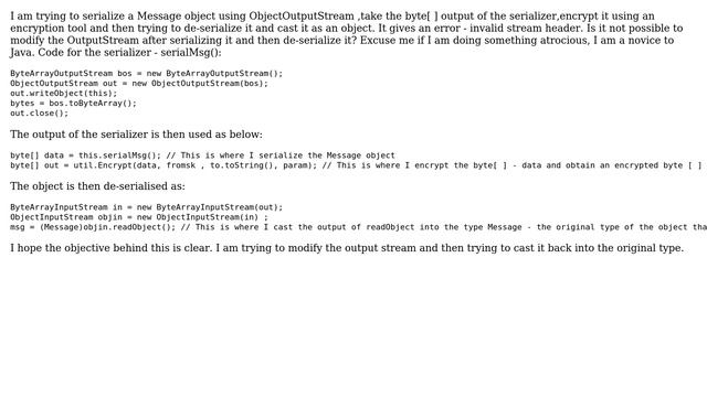 Serialization - can the output from a serializer be modified and then de-serialized смотреть онлайн