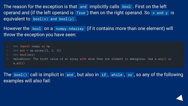 ValueError: The truth value of an array with more than one element is ambiguous. Use a.any() or a.a смотреть онлайн