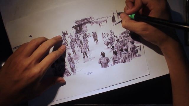 Drawing Mulan Trailer scene Ink, brush and Water - speed Timelapse | doneplay смотреть онлайн