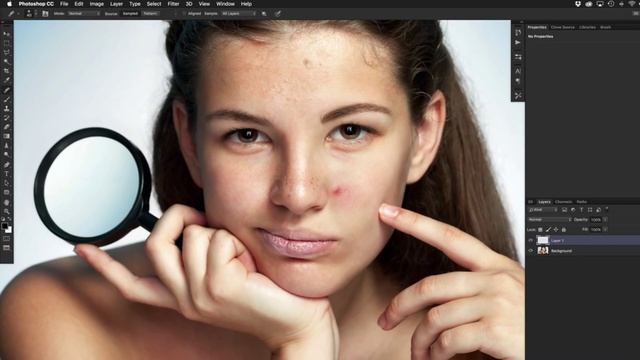ОБРАБОТКА В Ps - Как БЫСТРО убрать прыщики в фотошоп смотреть онлайн