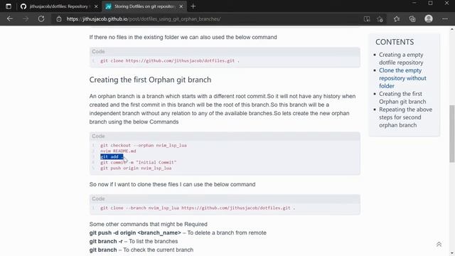 Storing Dotfiles on git repository using git orphan branches смотреть онлайн