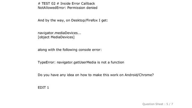 HTML : navigator.getUserMedia not working on Android / Chrome смотреть онлайн
