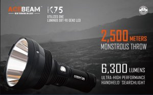 Один из Самых Дальнобойных Фонарей ACEBEAM K75 тест на 1300 - 2300 метров (съёмка на ЭФР 80 мм)