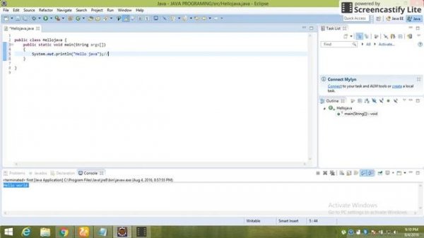 first java program through eclipse ide