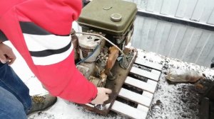 Бензиновый генератор ГАБ 1-0/230. Запуск при - 8°С после долгого простоя.