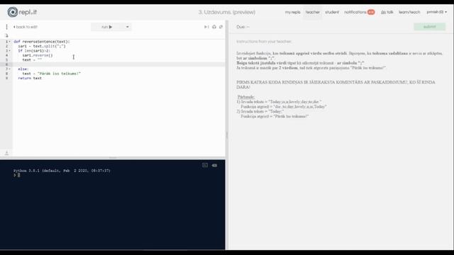 Python 8 - Teksta apstrāde, uzdevumu pildīšana repl.it 2 смотреть онлайн