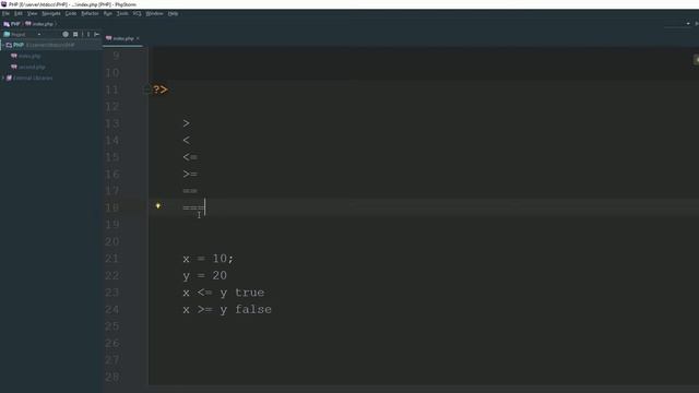 Comparison Operators in php смотреть онлайн