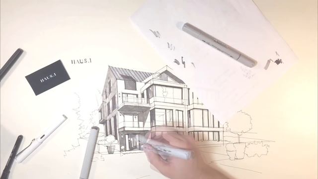 Как нарисовать скетч дома. Маленький видеоурок. смотреть онлайн