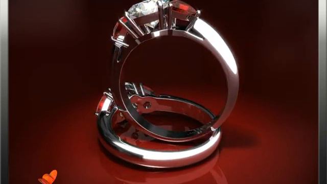 18k White Gold 3-Stone Trillion Cut Ruby Engagement Ring