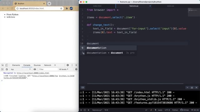 Python-разработчикам больше не нужен JavaScript. Brython, или Python в браузере смотреть онлайн