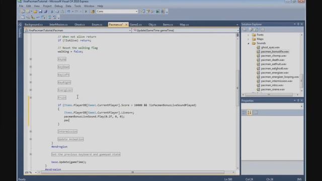 How to build a Pacman game in XNA - 68. Bonus Life смотреть онлайн