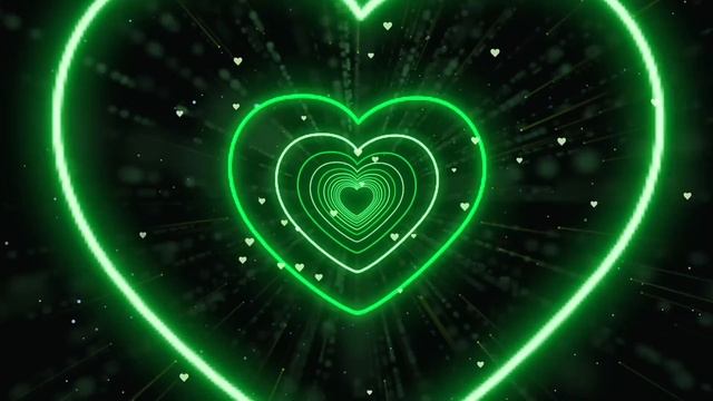 Neon Lights Love Heart Tunnel?Green Heart Background | Neon Heart Tunnel Loop | Animated Background