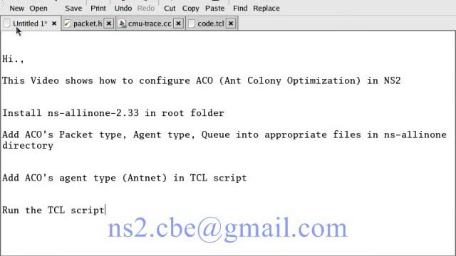 Implementation of Ant Colony Optimization (ACO) algorithm in ns2 смотреть онлайн