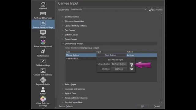 KRITA 5.0 - HOW TO DISABLE THE POP-UP PALETTE SHORTCUT  & HOW TO CUSTOMIZE IT!!! ?