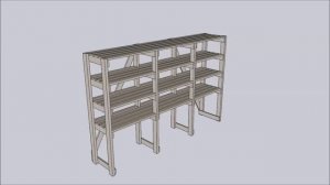 Деревянный стеллаж из досок и бруса