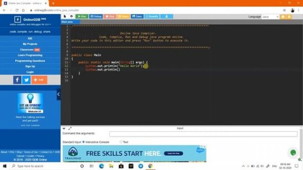 How to use Online Compiler to code in java || Online gdb compiler