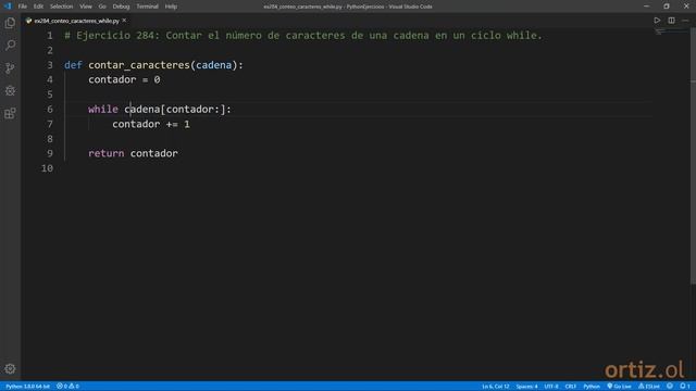 Python - Ejercicio 284: Contar el Número de Caracteres de una Cadena en un Ciclo while смотреть онлайн