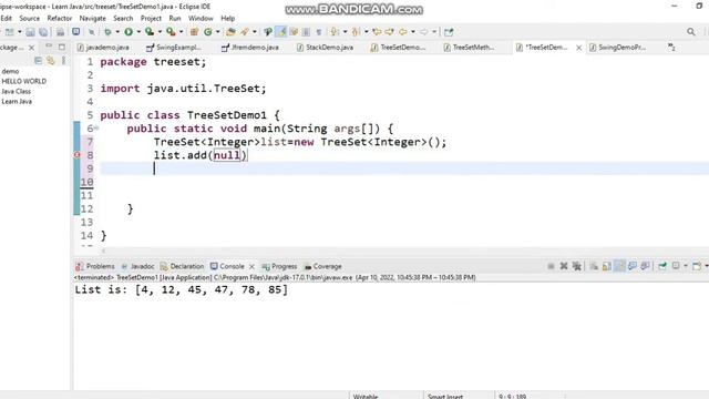 TreeSet Program in Java|Java Program For TreeSet смотреть онлайн