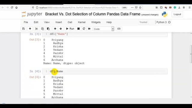 7. Pandas Data Frame Column Selection [ Bracket [ ] Vs. Dot ( . ) ] Pandas Data Frame смотреть онлайн