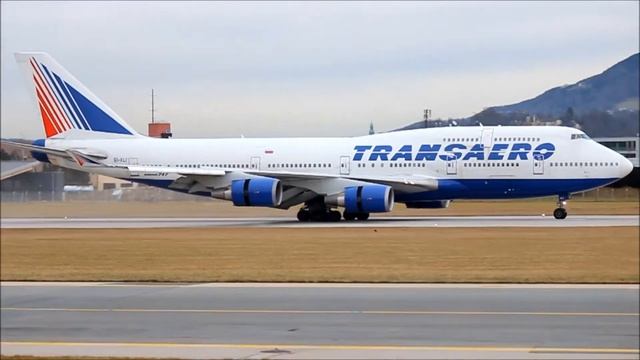 Transaero Boeing 747-400 Landing at Salzburg Airport (SZG/LOWS) смотреть онлайн