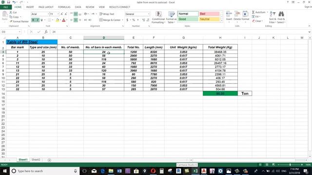 12- how to export table from excel to cad with link data تصدير جدول من الاكسيل للكاد смотреть онлайн