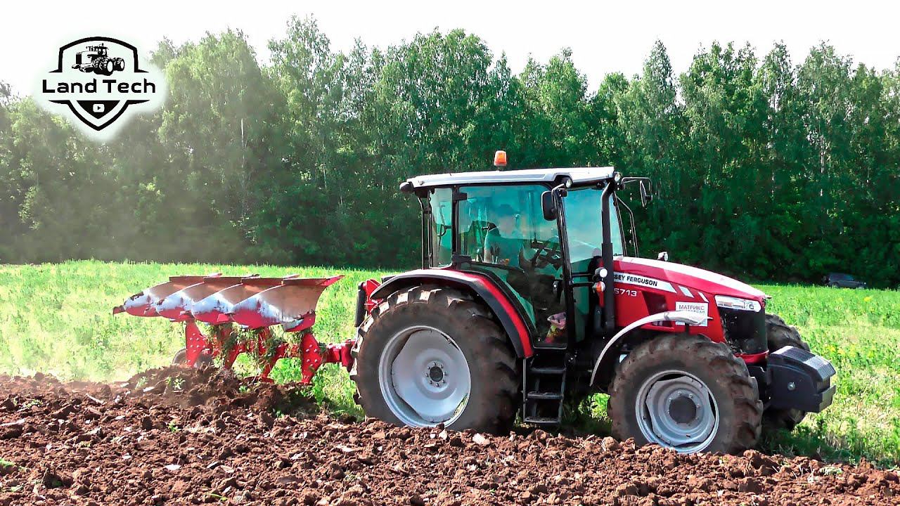 Красиво пахать умеют не все! Трактор Massey Ferguson 6713 пашет оборотным плугом UNLU! смотреть онлайн