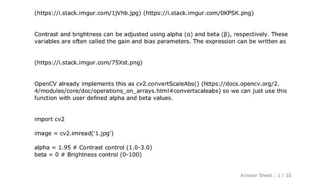 PYTHON : Automatic Contrast And Brightness Adjustment Of A Color Photo Of A Sheet Of Paper With Ope