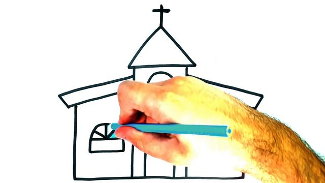 HOW TO DRAW A CHURCH EASY STEP BY STEP - DRAWING AND COLORING A CHURCH